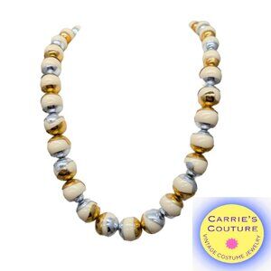 Vintage Signed Alexis Kirk Modernist Runway Couture Statement Beaded Necklace